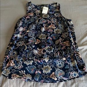 Blouse, no sleeves, flower pattern